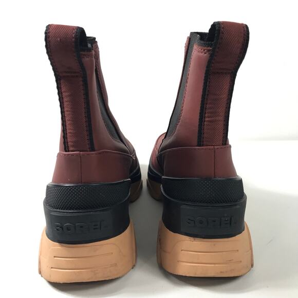 Sorel Women's 8.5 Red Black Chelsea Brex Waterproof Ankle Boots Winter Fall - Picture 3 of 8